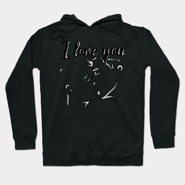 I Love You & kiss you, darling - Valentine Gifts LGBT - Light Background - Not Hamlet Design Hoodie by NotHamlet